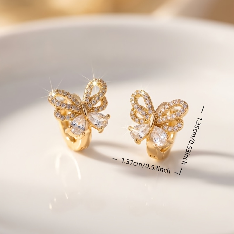 Women's Full-Paved Cubic Zirconia Butterfly-Shaped Ear Buckles